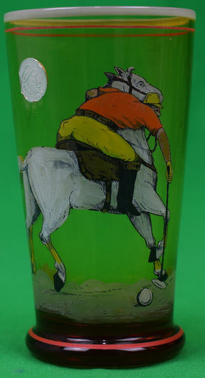 Set x 10 Hand-Painted Polo Player Cocktail Glasses