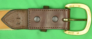 Hand-Needlepoint Belt w/ Fox Mask/ Hunting Horn Motif Sz: 42