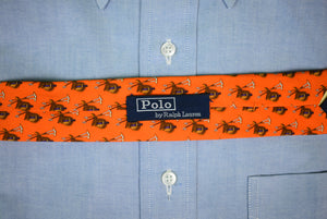 "Polo By Ralph Lauren Saddle x Mallets Orange Italian Silk Tie"