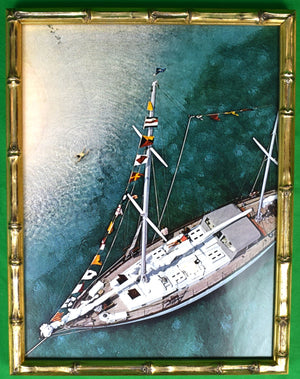 Slim Aarons 'Traveler II Ketch Off Stocking Island Exuma' c1974 Framed Color Plate