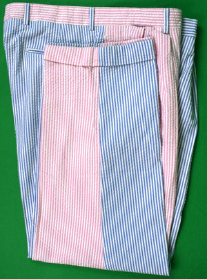 "Ben Silver Pink/ Blue Stripe Seersucker Panel Trousers" Sz 35 (SOLD)