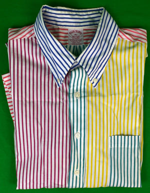 "Brooks Brothers Multi Stripe S/S B/D Fun Shirt" Sz XL
