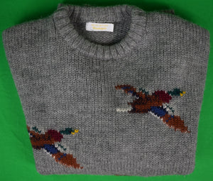 "Brooks Brothers/ Brooksgate Grey Shetland Wool c1970s Intarsia Sweater w/ Hunting Dog & Mallards" Sz L (SOLD)