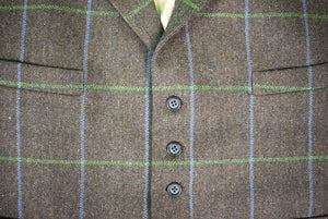 "The Andover Shop Grey Wool w/ Blue/ Green Windowpane Vest w/ Lapel" Sz 44 (SOLD)