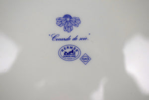 Pair Of Hermes Paris "Cocarde de Soie" Porcelaine Dinner Plates