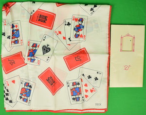 The "21" Club Jack & Charlie's White/ Red Playing Cards Poly Scarf XXIX (New In Gift Envelope) (SOLD)