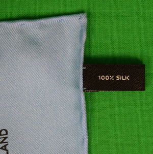 Turnbull & Asser Blue w/ Green Polka Dot Paisley Silk Pocket Square (New In T&A Box)