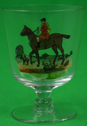 Set x 3 Hand-Painted Fox-Hunting Cordial Glasses