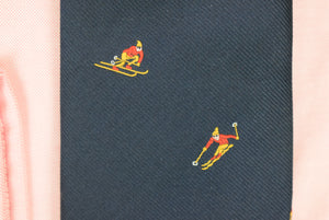 "Chipp Skier Motif Navy Poly Tie"
