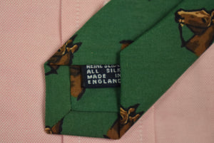 "Drake's Of London x Alan Flusser Horse Head Silk Ancient Madder Green Silk Tie" (SOLD)
