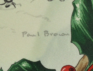 "Brooks Brothers Italian Silk Christmas Scarf w/ Paul Brown Vignette" (NWT)