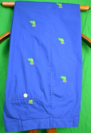 O'Connell's Royal Blue Poplin w/ Green 'Frog Prince' Trousers Sz: 34"W (SOLD)