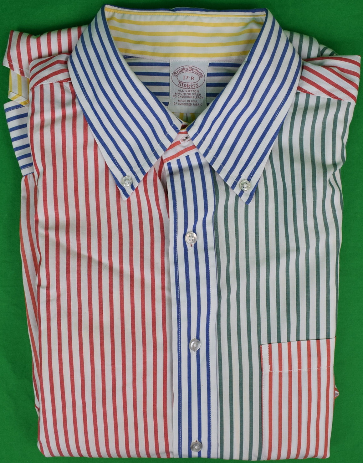 Brooks Brothers c1980s Fun Stripe BD Shirt Sz 17-R