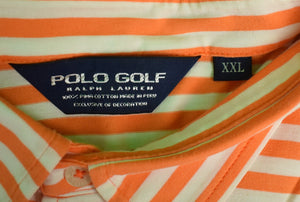 Ralph Lauren Polo Golf Orange/ White Stripe Sport Shirt w/ Rolling Rock Club Logo Sz: XXL