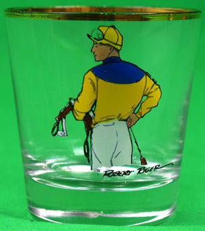 "Set x 5 Jockey Rocks Cocktail Glasses Hand-Painted By Robert Riger"