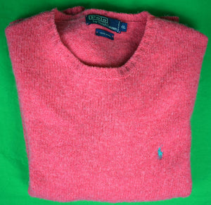 Polo By Ralph Lauren Coral Scottish Shetland Wool Crewneck Sweater Sz XL