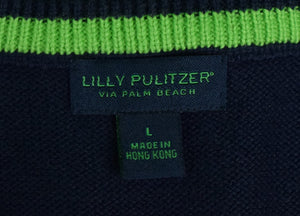 Lilly Pulitzer Navy V Neck 85% Cotton/ 15% Cashmere Sweater Sz: L
