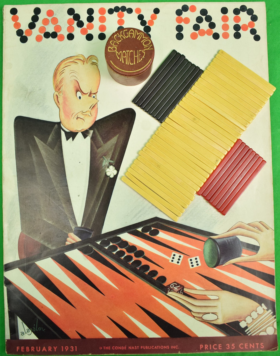 "Backgammon Matches w/ 48 Bakelite c1930s Sticks" (SOLD)