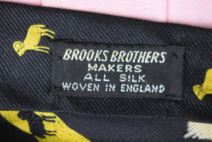 Brooks Brothers English Black Silk/ Yellow Aries Ram Club Tie