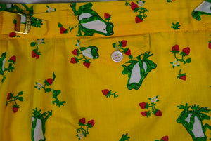 Chipp Yellow Swim Trunks w/ Green Frog/ Strawberry Print Sz 35