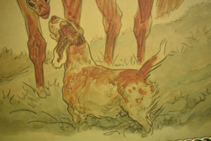 Hunters & Hound Watercolour & Ink on Paper '1937 by Paul Desmond Brown