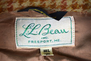 L.L. Bean Houndstooth Caramel/ Russet Tweed Camp Jacket Sz ML Long (SOLD)