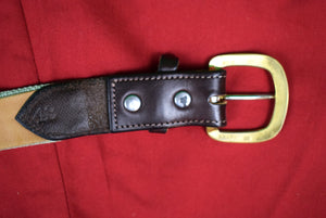 "Hand-Needlepoint 5 Black & 5 Golden Lab Dog Head Motif Belt" Sz 43
