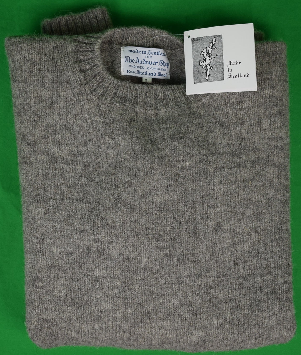 "The Andover Shop Light Grey Shetland Crew Neck Sweater" Sz XL (New w/ TAS Tag)