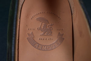 "The Armoury England Hudson Jiro Last Chocolate Suede Tassel Loafers" Sz 10 UK (NIB)