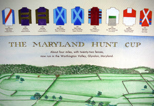 “The Maryland Hunt Cup" Hand-Watercolor 1966 Map by Robert Eldredge (SOLD)