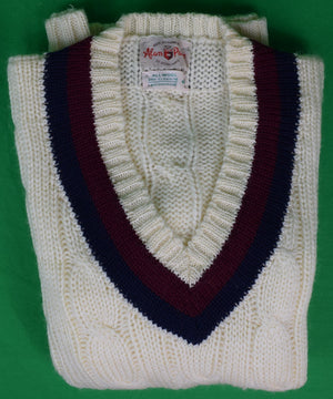 "Alan Paine English Wool Wimbledon V Neck Tennis Cable Knit Sweater" Sz 40 (DEADSTOCK w/ Tag) (SOLD)