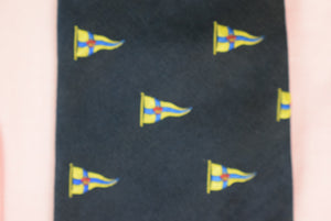 "Ben Silver Yacht Club Signal Flag Navy Silk Twill Tie"