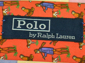 "Polo By Ralph Lauren Orange Huntsman/ Game Dog Silk Tie"