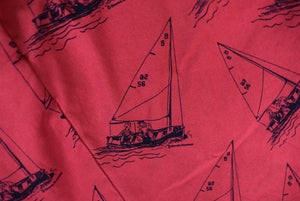 "Brooks Brothers Breton Red Poplin Trousers w/ Vintage Paul Brown Sailboat Print" Sz 32W x 30L