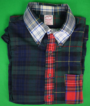 "Brooks Brothers Patch Tartan Cotton/ Wool Flannel B/D Sport Shirt" Sz XL