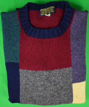 "Brooks Brothers Patch Panel Shetland Crewneck Sweater" Sz L