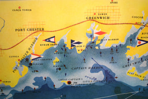 "A Map Of Western Long Island Sound Showing Yacht Clubs, Aids To Navigation, And Principal Larchmont Race Courses" 1939