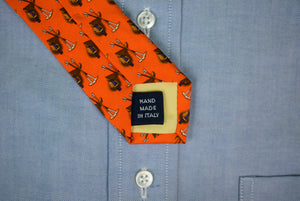 "Polo By Ralph Lauren Saddle x Mallets Orange Italian Silk Tie"