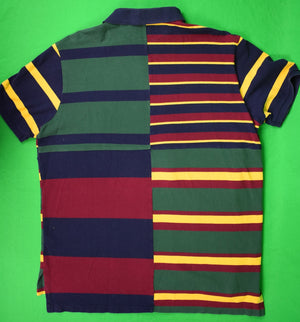 "Polo Ralph Lauren Regimental Patch Stripe w/ 1967 Felt Banner Rugby Shirt" Sz XL