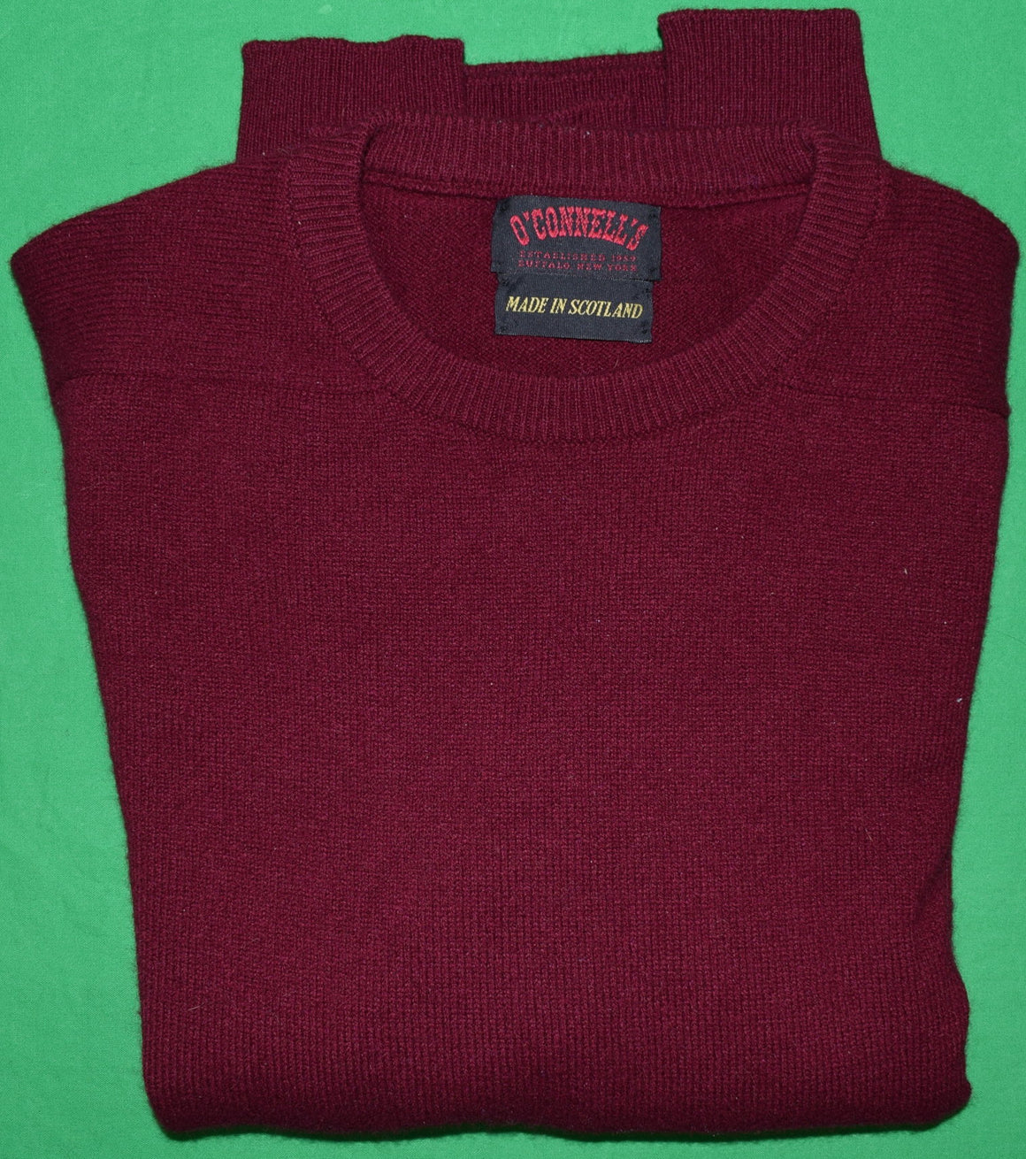 O'Connell's Burgundy Scottish Crew Neck Lambswool Sweater Sz 40