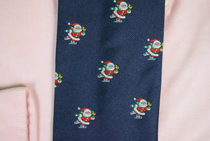 Brooks Brothers Santa On Skates Navy English Silk Tie (New w/ BB Tag)