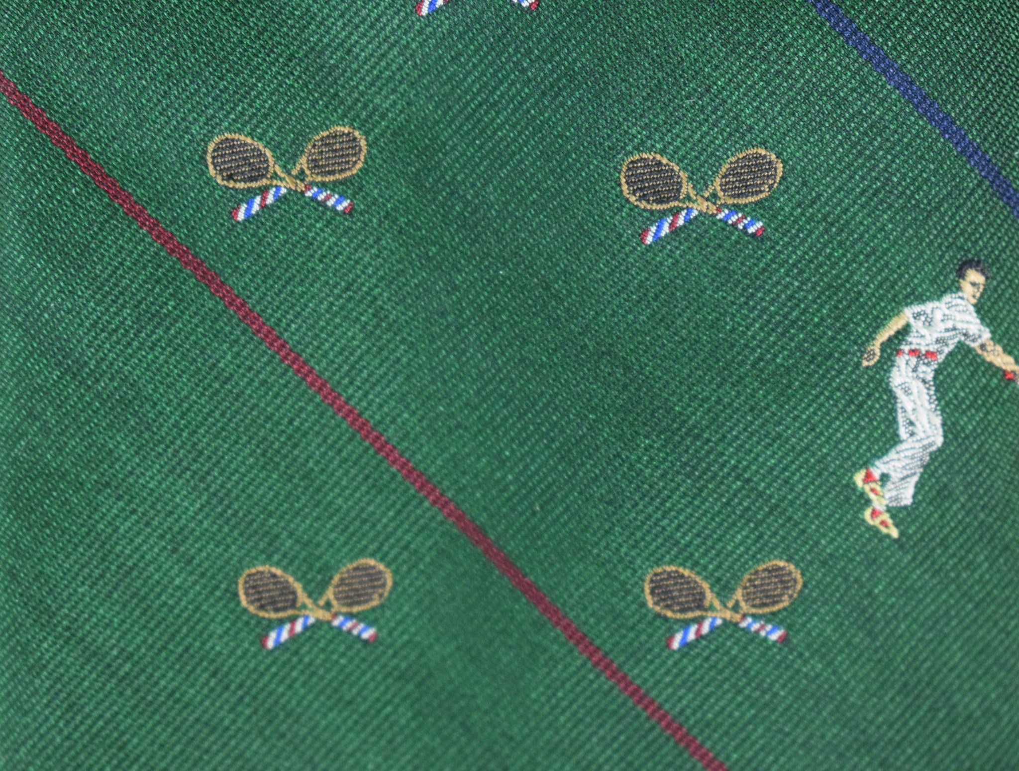 Polo By Ralph Lauren Billiard Green Tennis Racquet Repp Stripe Silk Ti