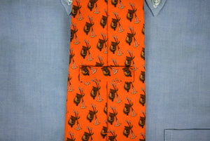 "Polo By Ralph Lauren Saddle x Mallets Orange Italian Silk Tie"