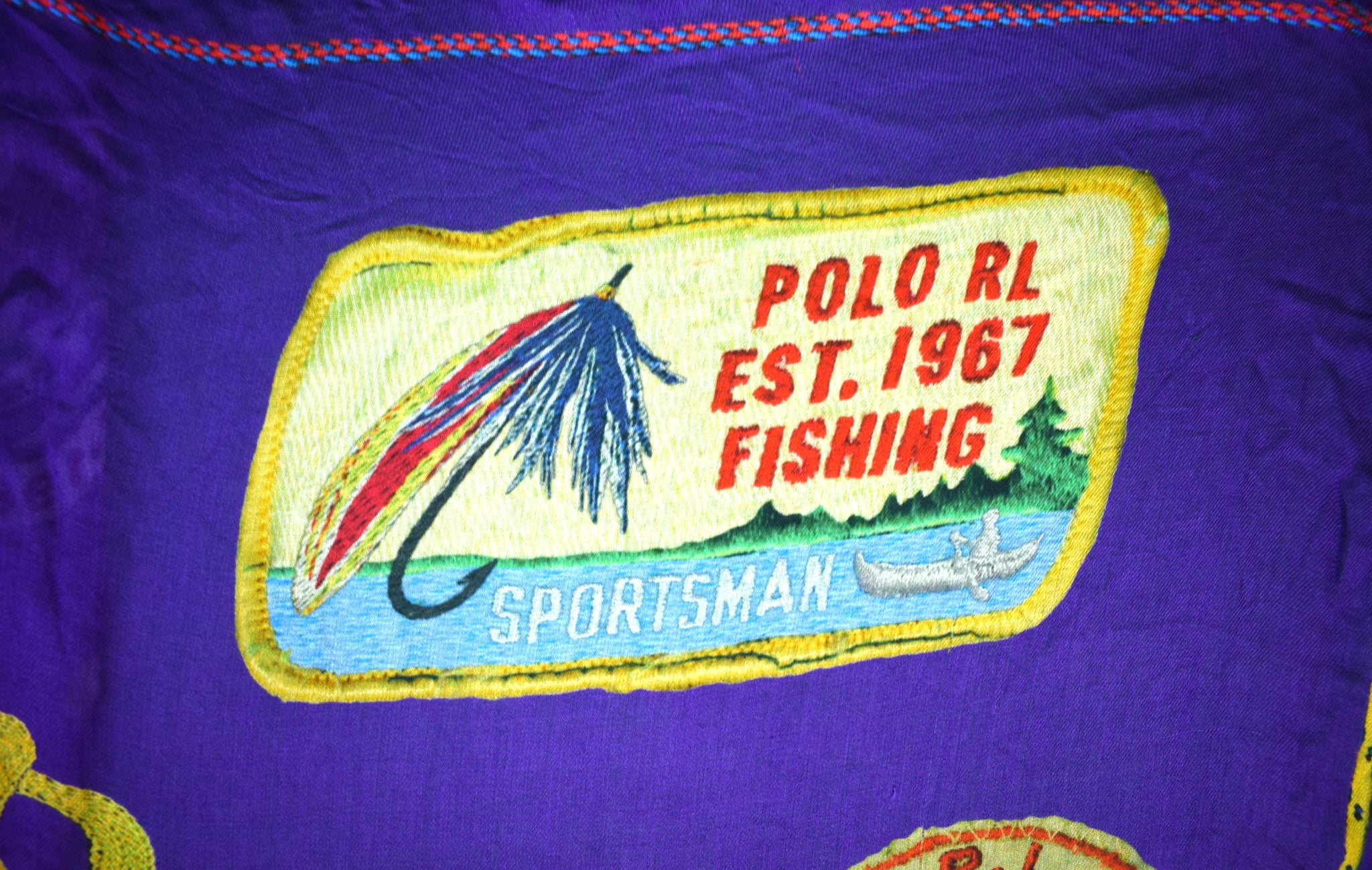 Polo Raph Lauren Rod Reel Angler's Club Purple Scarf (New w/ PRL Tags)
