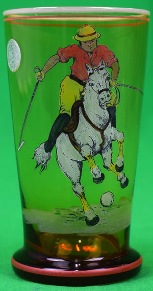 Set x 10 Hand-Painted Polo Player Cocktail Glasses