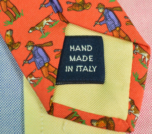 "Polo By Ralph Lauren Orange Huntsman/ Game Dog Silk Tie"