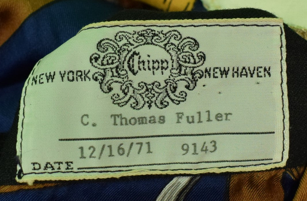 Chipp Navy Cashmere Hunting Horn Print c1971 Blazer w/ Equestrian Silk