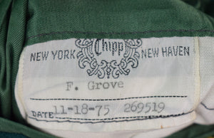 Chipp Dk Green Doeskin Flannel c1975 Blazer w/ Embroidered Golfers Sz 44L