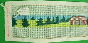 Needlepoint Canvas Belt w/ Polo Match Scene Sz: 38.5"W