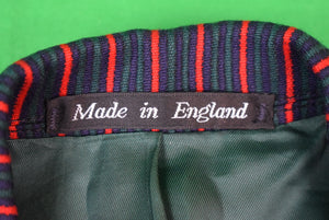 "Paul Stuart Green/ Red/ Navy Regatta Stripe Twill Blazer Made In England" Sz 40R